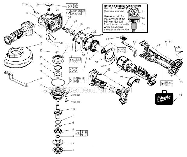 Milwaukee 2781-22 M18 Fuel Angle Grinder with Slide Switch and Lock-On Page A Diagram