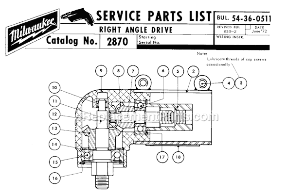 Milwaukee 2870 Right Angle Drive Page A Diagram