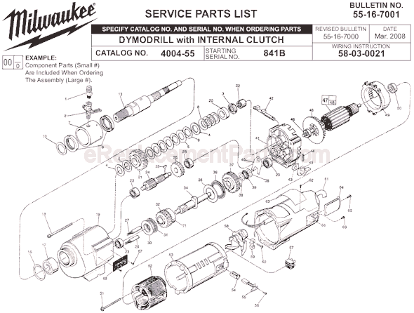 Milwaukee 4004-55 (SER 841B) Dymodrill Page A Diagram