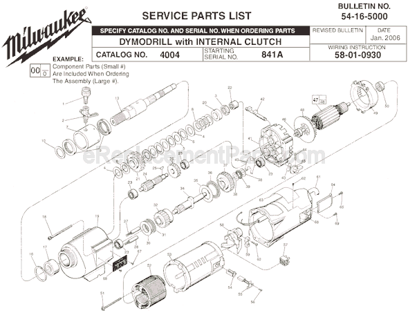 Milwaukee 4004 (SER 841A) Dymodrill Page A Diagram