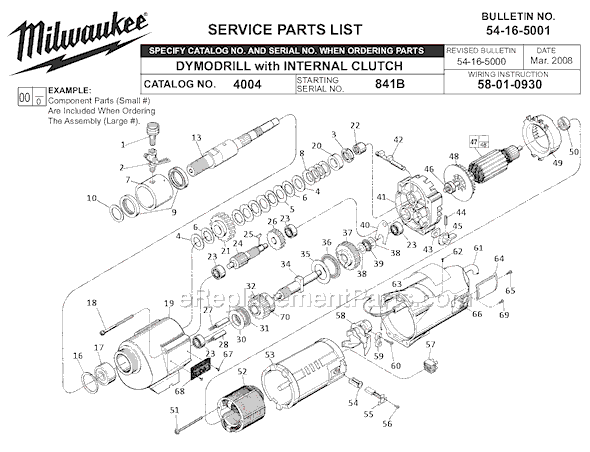 Milwaukee 4004 (SER 841B) Dymodrill Page A Diagram