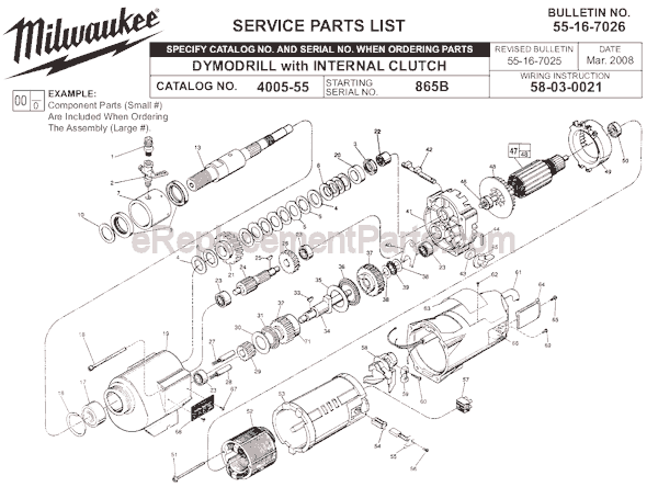 Milwaukee 4005-55 (SER 865B) Dymodrill Page A Diagram