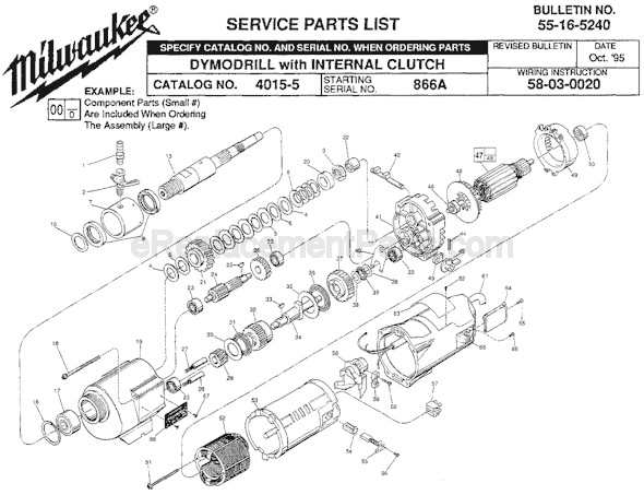 Milwaukee 4015-5 (SER 866A) Cordless Drill / Driver Page A Diagram