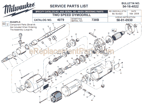 Milwaukee 4079 (SER 738B) Electric Drill Page A Diagram