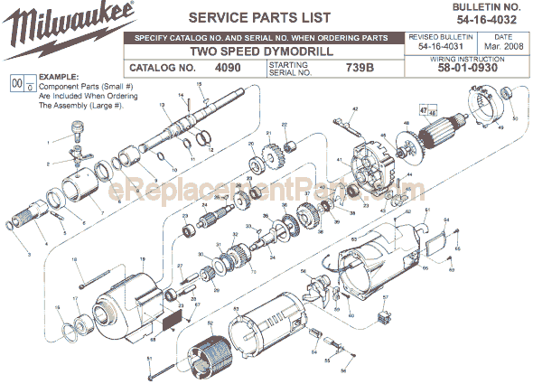 Milwaukee 4090 (SER 739B) Electric Drill Page A Diagram