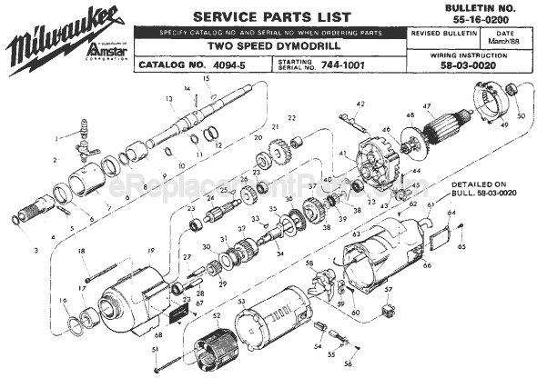 Milwaukee 4094-5 (SER 744-1001) Electric Drill Page A Diagram