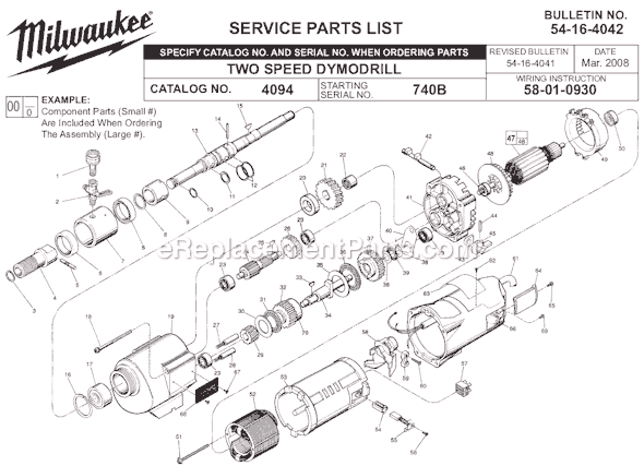 Milwaukee 4094 (SER 740B) Electric Drill Page A Diagram