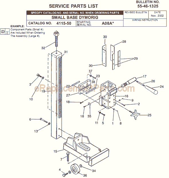 Milwaukee 4115-50 (SER A08A) Small Base Dymorig Page A Diagram