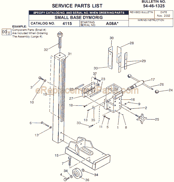 Milwaukee 4115 (SER A08A) Small Base Dymorig Page A Diagram