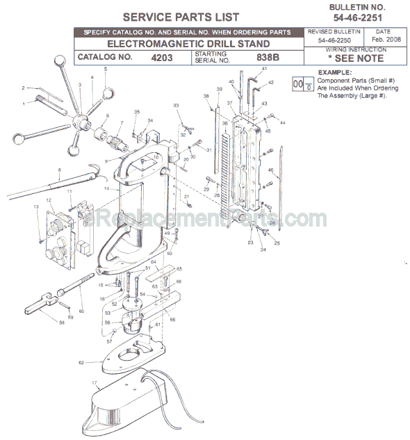 Milwaukee 4203 (SER 838B) Electromagnetic Drill Press Stand Page A Diagram