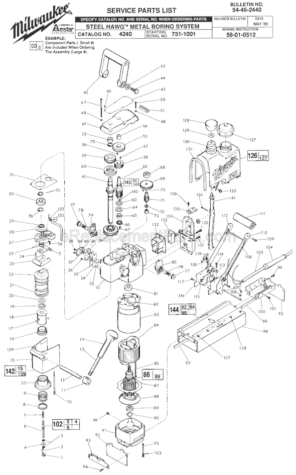 Milwaukee 4240 (SER 751-1001) Electric Drill Page A Diagram