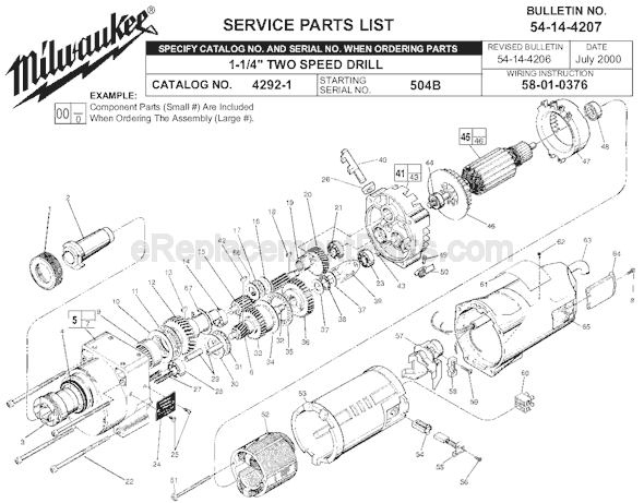 Milwaukee 4292-1 (SER 504B) Electric Drill Page A Diagram