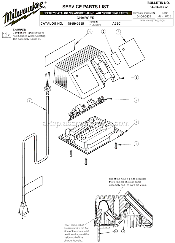 Milwaukee 48-59-0255 (SER A28C) Charger Page A Diagram