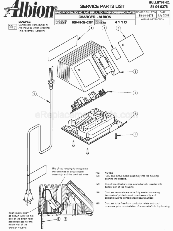 Milwaukee 48-59-6561 (SER 411C) Charger Page A Diagram