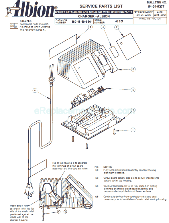 Milwaukee 48-59-6561 (SER 411D) Charger Page A Diagram