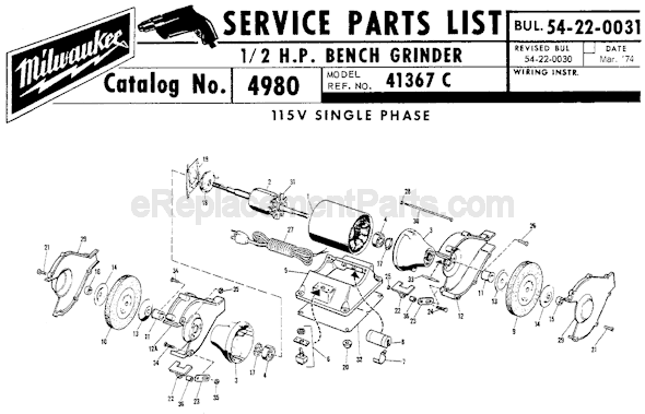 Milwaukee 4980 (SER 41367-C) Grinder Page A Diagram