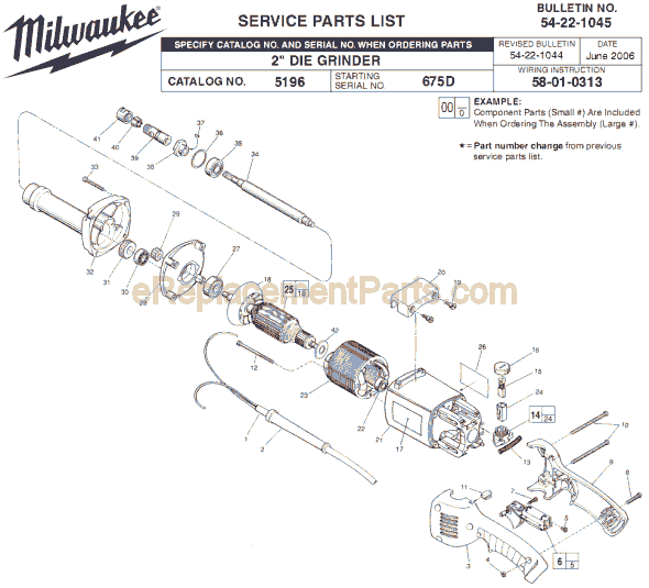 Milwaukee 5196 (SER 675D) Grinder Page A Diagram