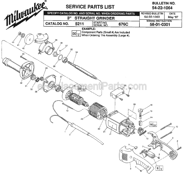 Milwaukee 5211 (SER 676C) Grinder Page A Diagram