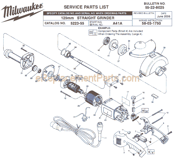 Milwaukee 5223-55 (SER A41A) Grinder Page A Diagram