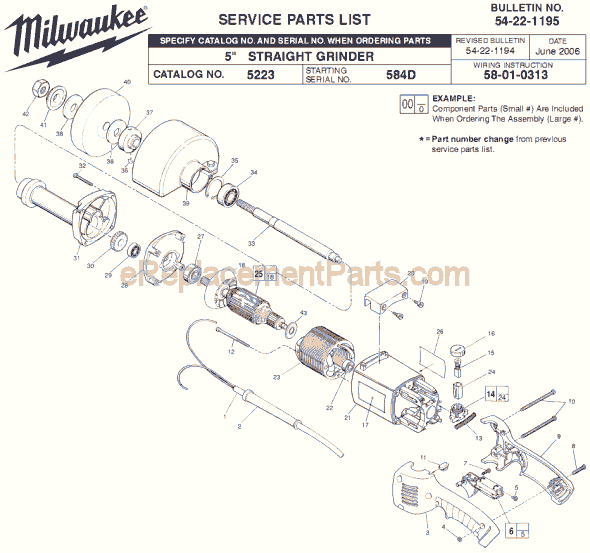 Milwaukee 5223 (SER 584D) Grinder Page A Diagram
