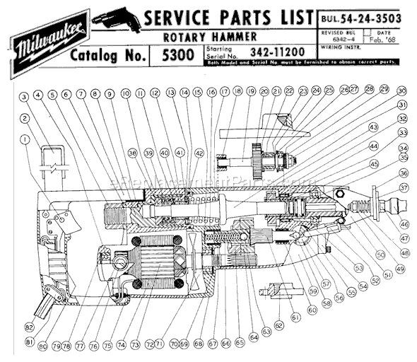 Milwaukee 5300 (SER 342-11200) Rotary Hammer Page A Diagram