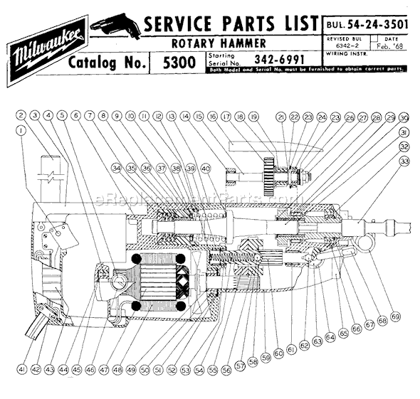 Milwaukee 5300 (SER 342-6991) Rotary Hammer Page A Diagram