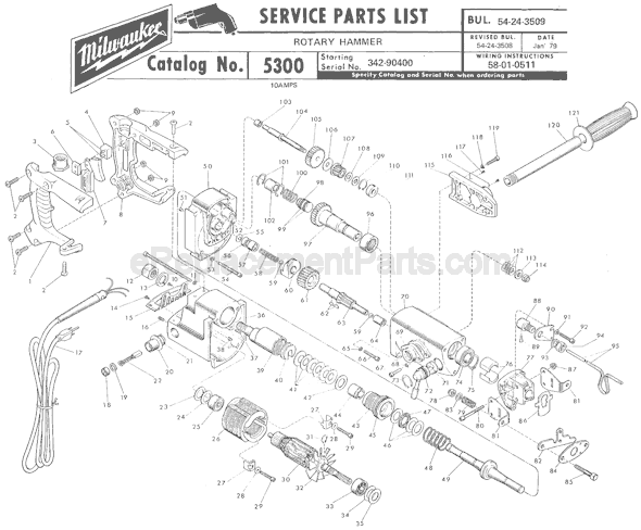Milwaukee 5300 (SER 342-90400) Rotary Hammer Page A Diagram