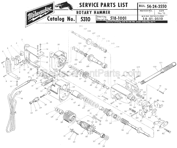 Milwaukee 5310 (SER 518-1001) Rotary Hammer Page A Diagram