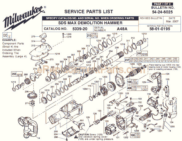 Milwaukee 5339-20 (SER A48A) Rotary Hammer Page A Diagram