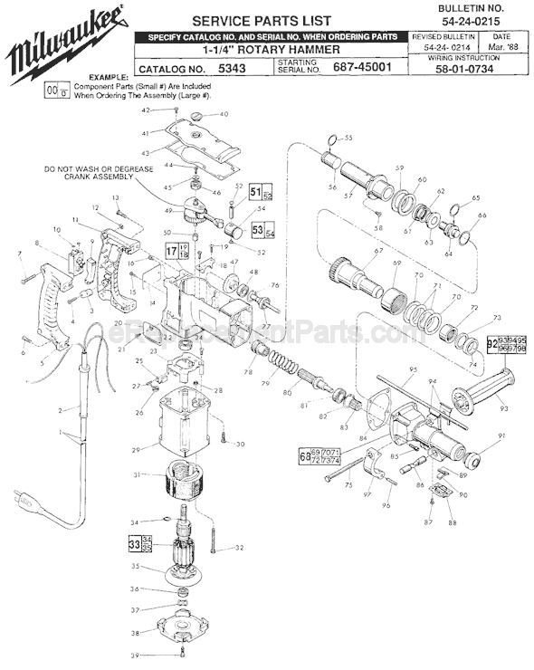 Milwaukee 5343 (SER 687-45001) Rotary Hammer Page A Diagram