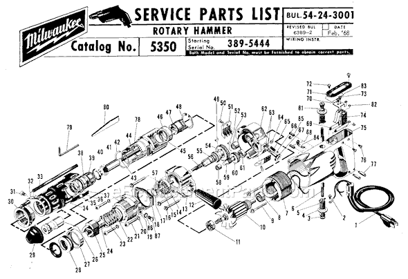 Milwaukee 5350 (SER 389-5444) Rotary Hammer Page A Diagram