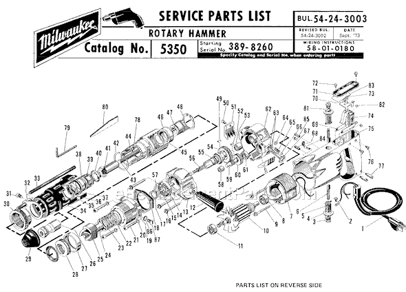 Milwaukee 5350 (SER 389-8260) Rotary Hammer Page A Diagram