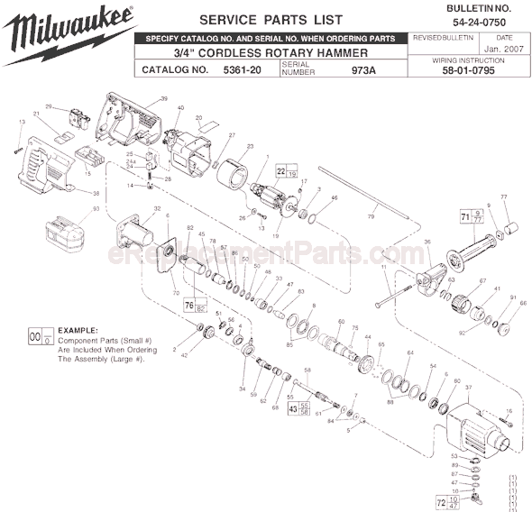 Milwaukee 5361-20 (SER 973A) Rotary Hammer Page A Diagram
