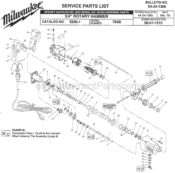 Milwaukee 5366-1 (SER 794B) Rotary Hammer Page A Diagram