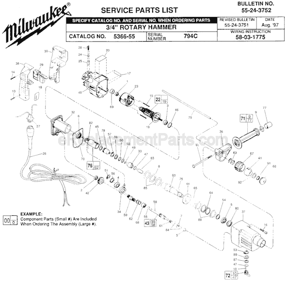 Milwaukee 5366-55 (SER 794C) Rotary Hammer Page A Diagram