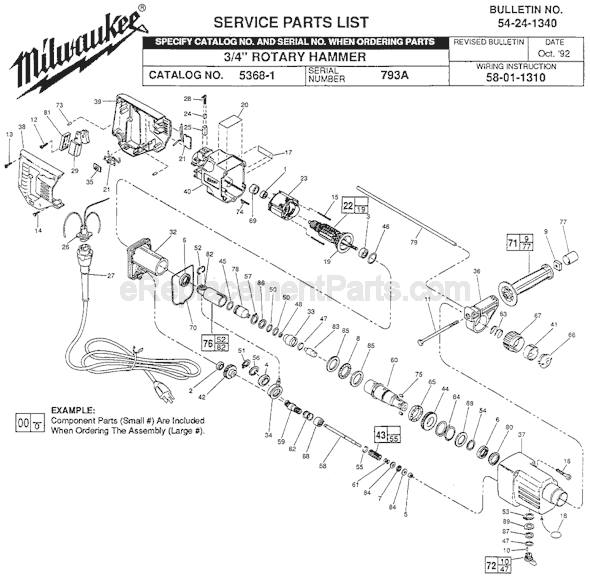 Milwaukee 5368-1 (SER 793-A) Rotary Hammer Page A Diagram
