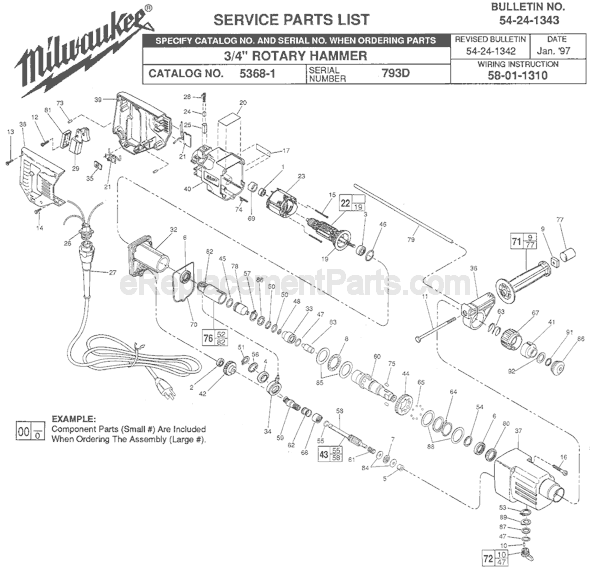 Milwaukee 5368-1 (SER 793D) Rotary Hammer Page A Diagram