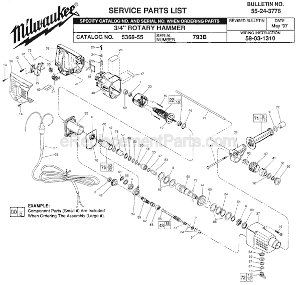 Milwaukee 5368-55 (SER 793B) Rotary Hammer Page A Diagram