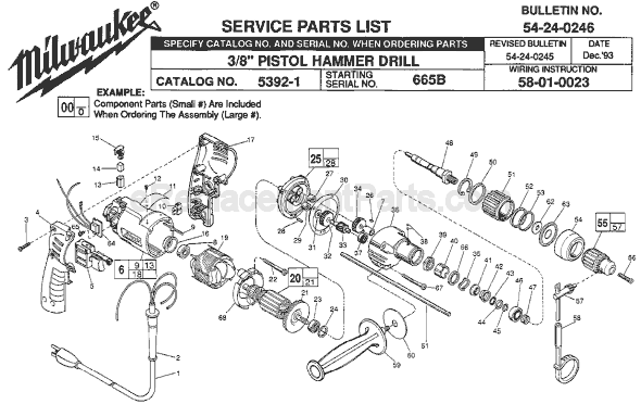 Milwaukee 5392-1 (SER 665B) Hammer Drill Page A Diagram