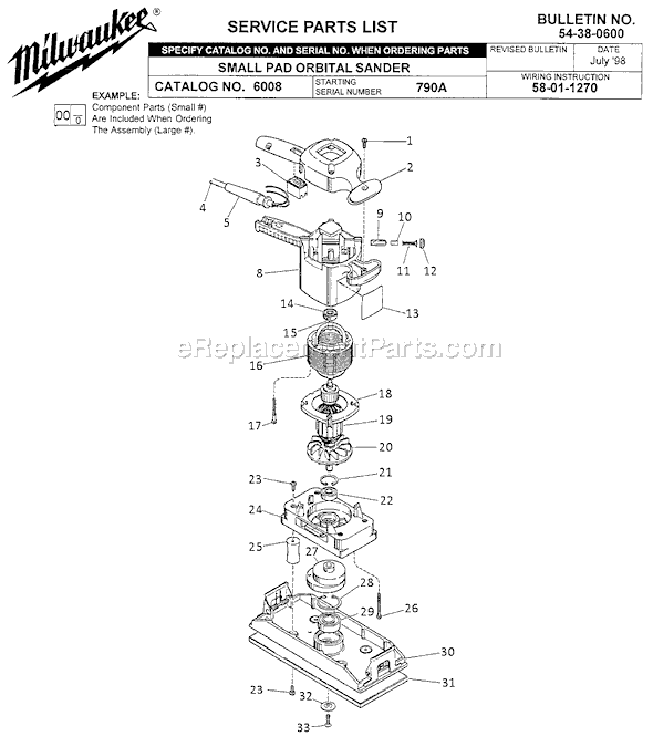 Milwaukee 6008 (SER 790A) Sander Page A Diagram