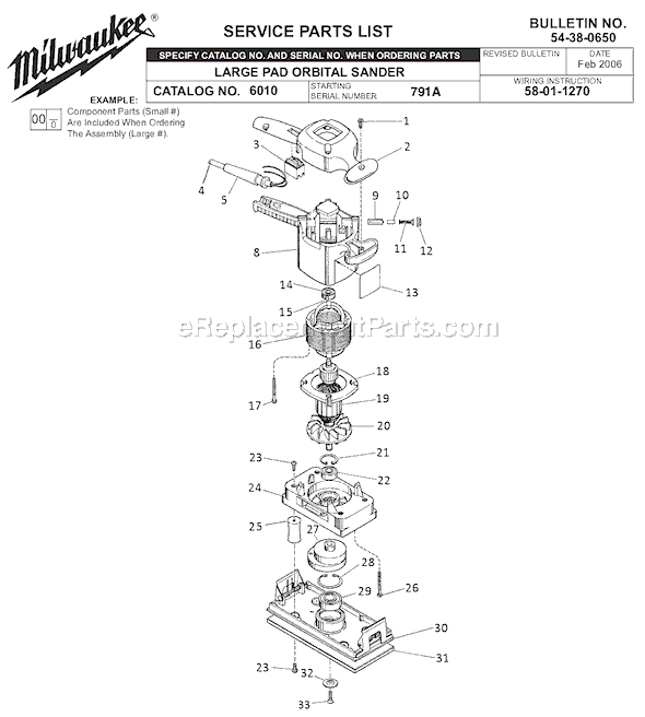 Milwaukee 6010 (SER 791A) Sander Page A Diagram