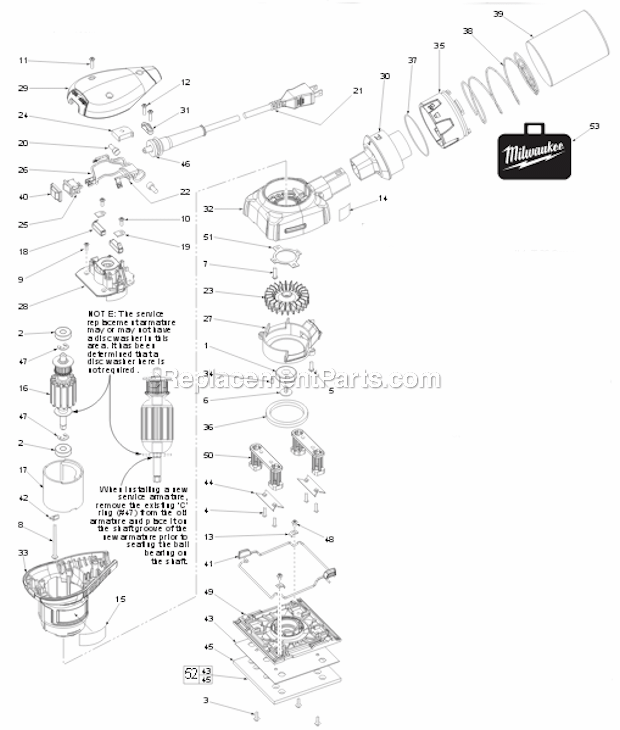 Milwaukee 6020-21 (SER B18B) 1/4 Sheet Palm Sander Page A Diagram