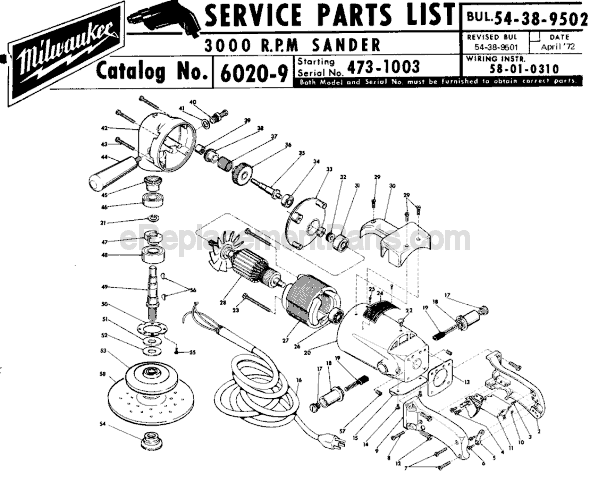 Milwaukee 6020-9 (SER 473-1003) Sander Page A Diagram