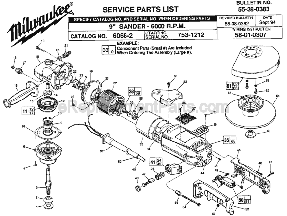 Milwaukee 6066-2 (SER 753-1212) Sander / Grinder Page A Diagram