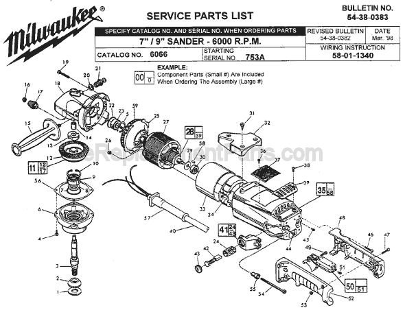 Milwaukee 6066 (SER 753A) Sander Page A Diagram