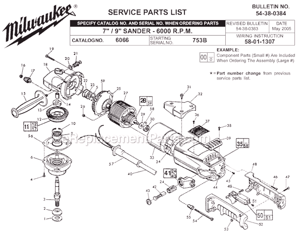 Milwaukee 6066 (SER 753B) 7"/9" 6000 R.P.M. Sander Page A Diagram