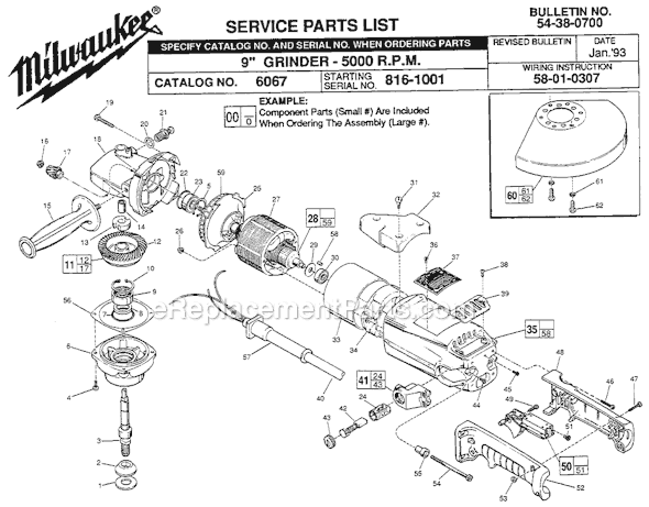 Milwaukee 6067 (SER 753B) 9" 5000 R.P.M. Grinder Page A Diagram