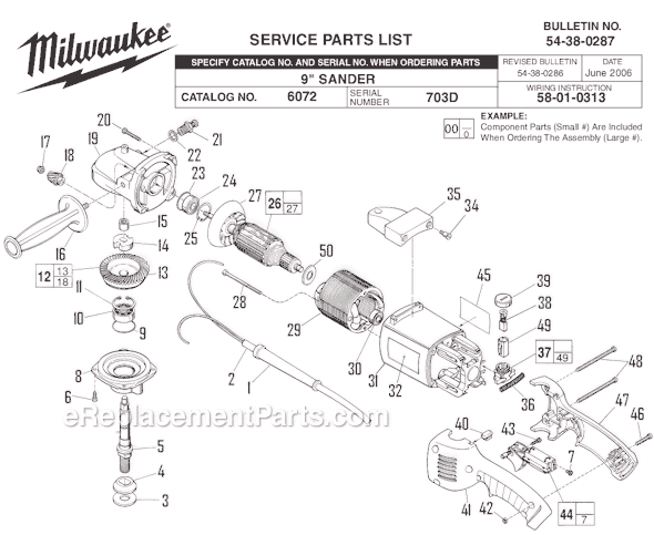 Milwaukee 6072 (SER 703D) 2.25 max HP, 7 in./9 in. Sander, 5000 RPM Page A Diagram