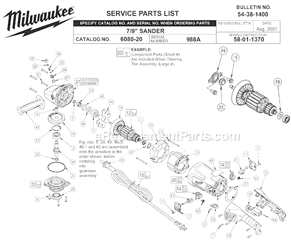 Milwaukee 6080-20 (SER 988A) Sander Page A Diagram