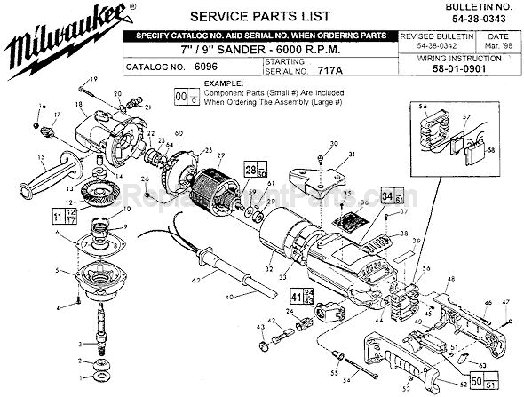 Milwaukee 6096 (SER 717A) Sander Page A Diagram